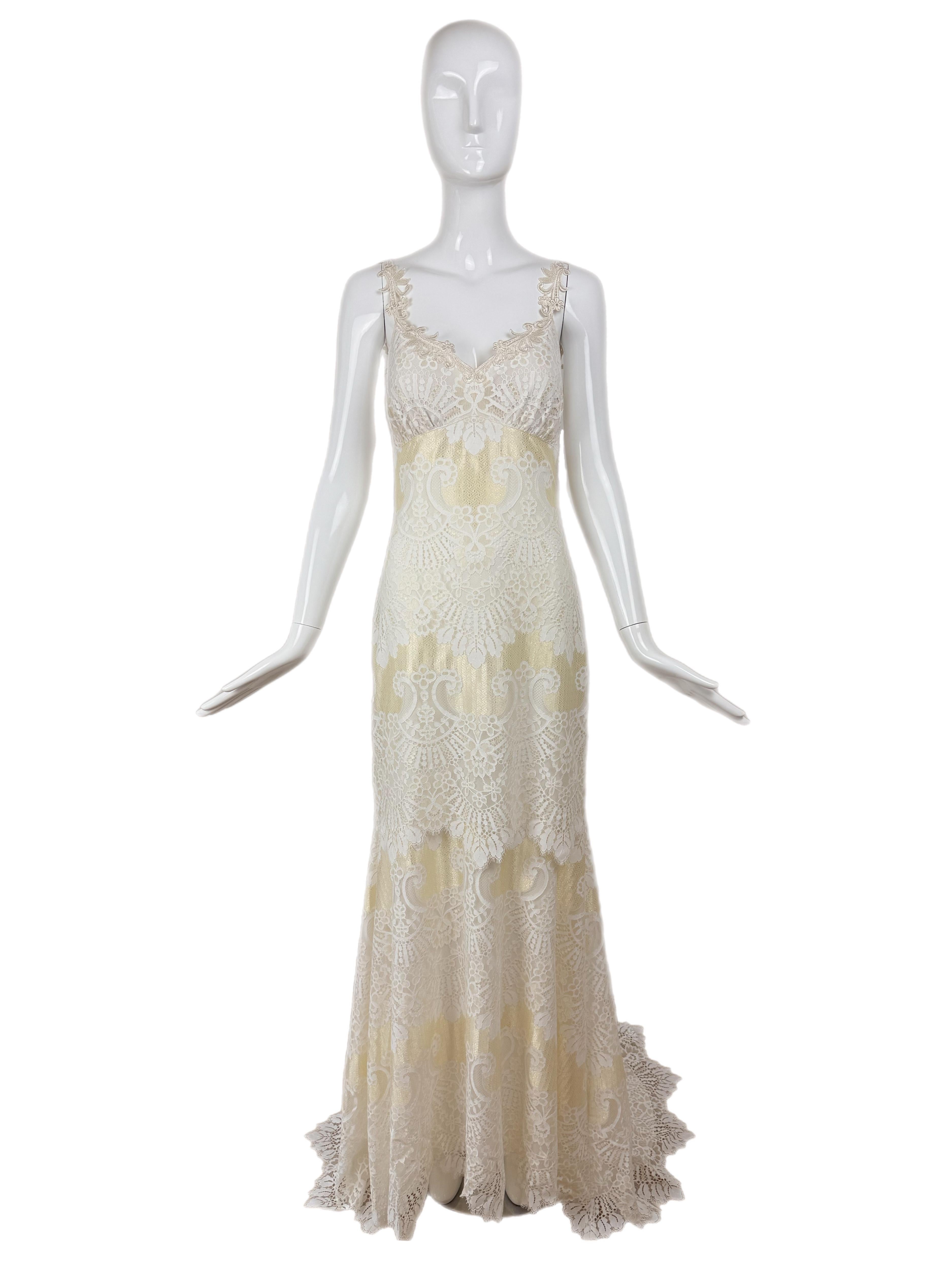 CLAIRE PETTIBONE 2015 Sample Golden Bridal Gown Backless Wedding Maxi Dress en Nuevo estado para la venta en Leonardo, NJ