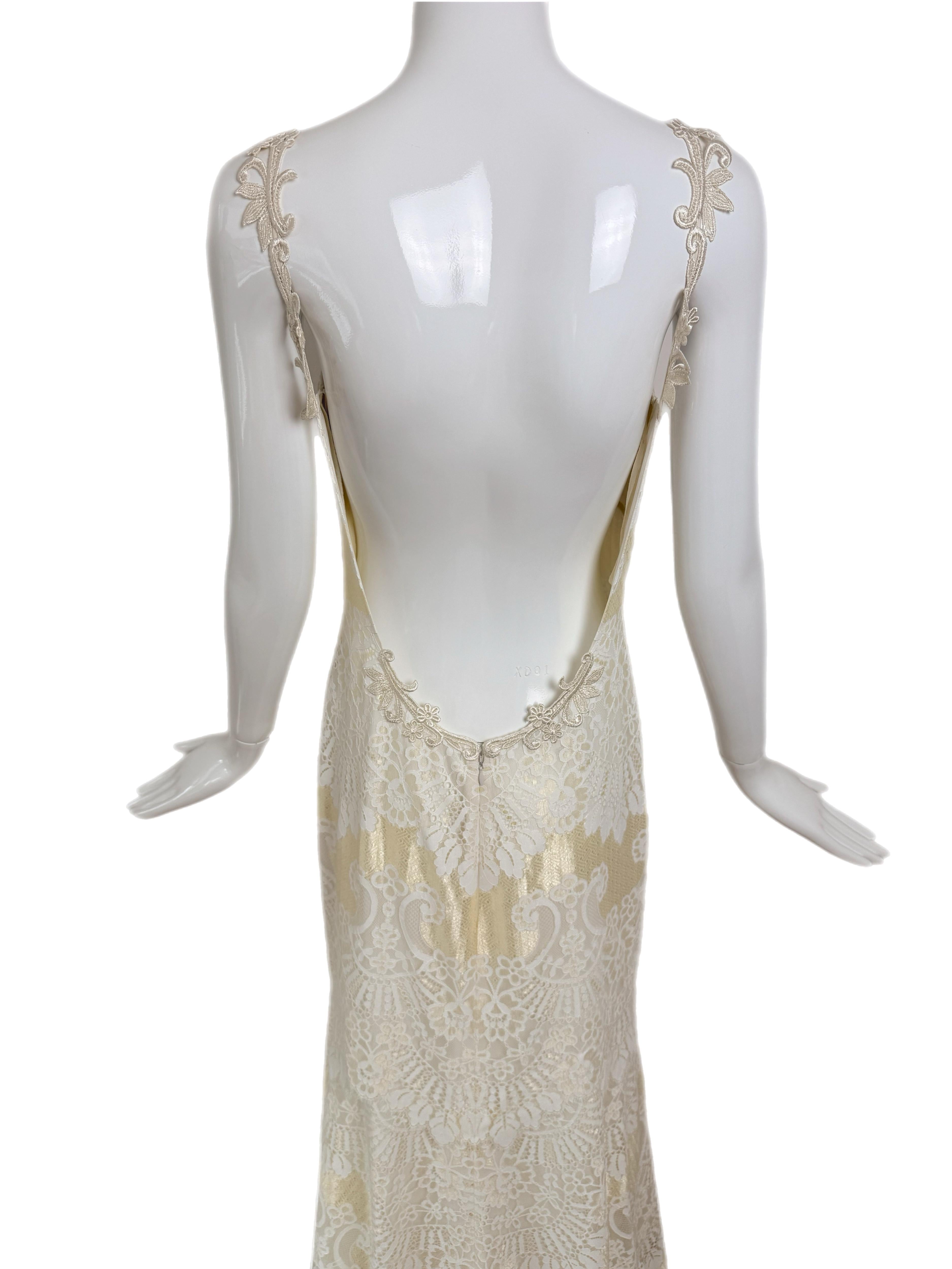 CLAIRE PETTIBONE 2015 Sample Golden Bridal Gown Backless Wedding Maxi Dress en venta 2