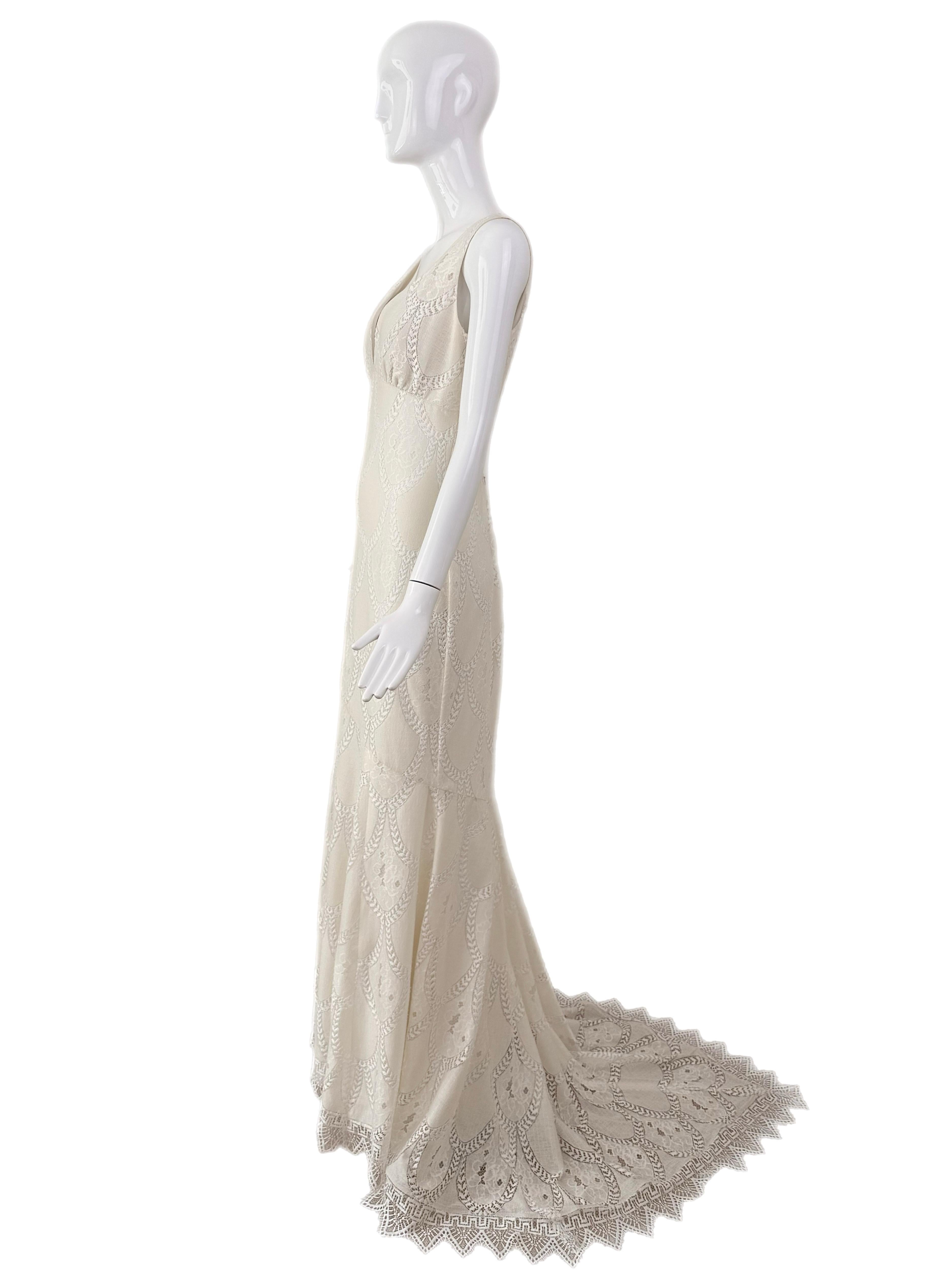 CLAIRE PETTIBONE 2015 Vanilla Cream Lace Bridal Gown Backless Wedding Dress For Sale 1