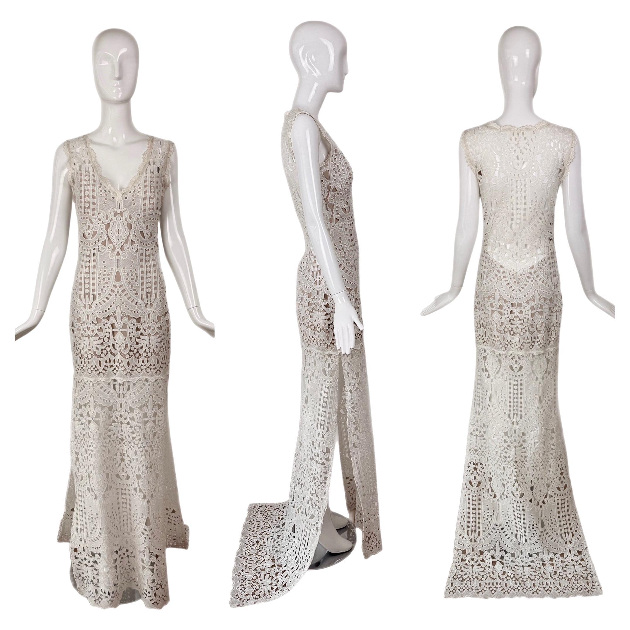 CLAIRE PETTIBONE 2016 Sample Wedding Gown Lace White Beach Wedding For Sale