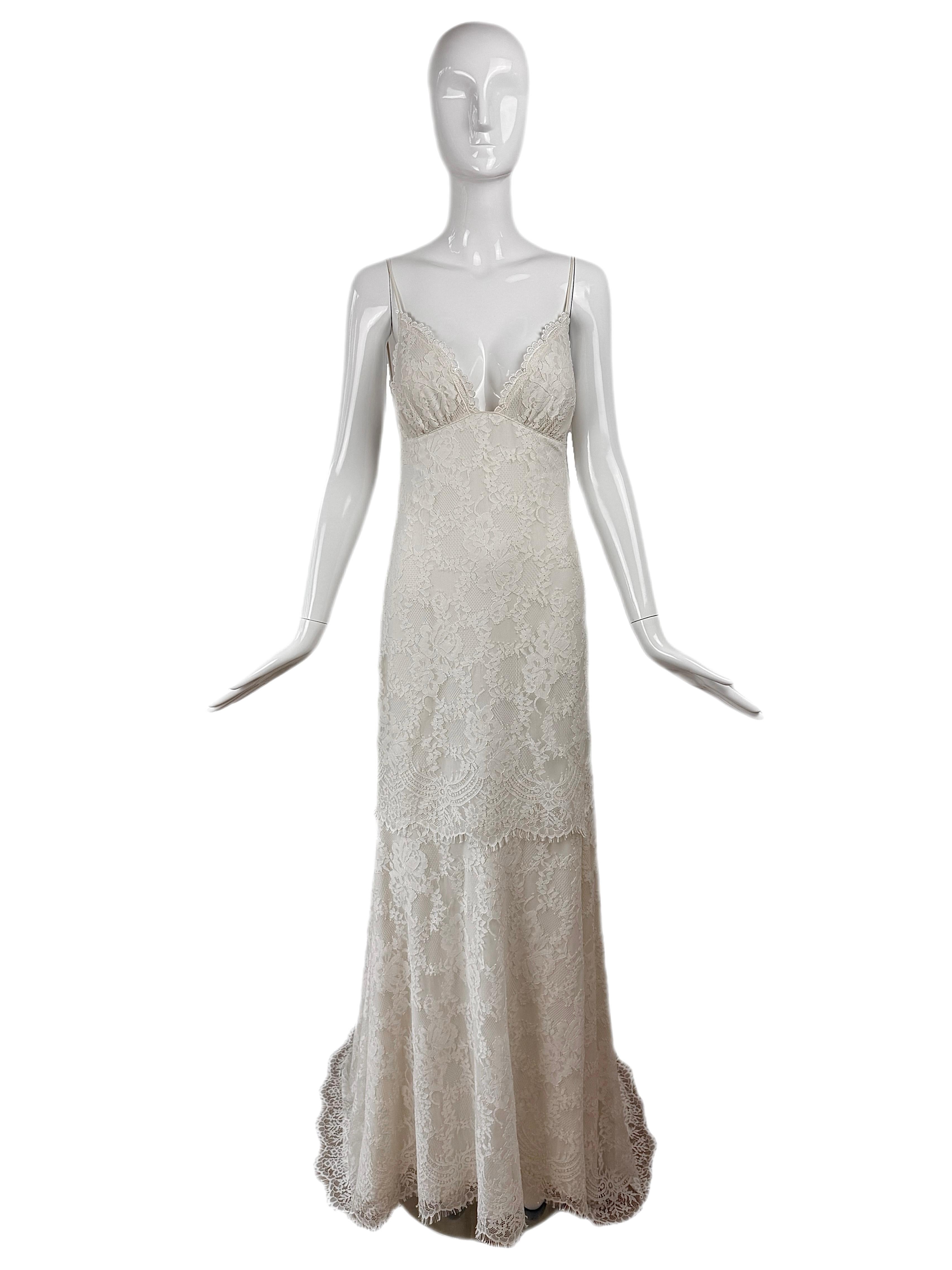 CLAIRE PETTIBONE 2017 Muestra Vestido de novia de encaje marfil Vestido de novia sin espalda en Nuevo estado para la venta en Leonardo, NJ