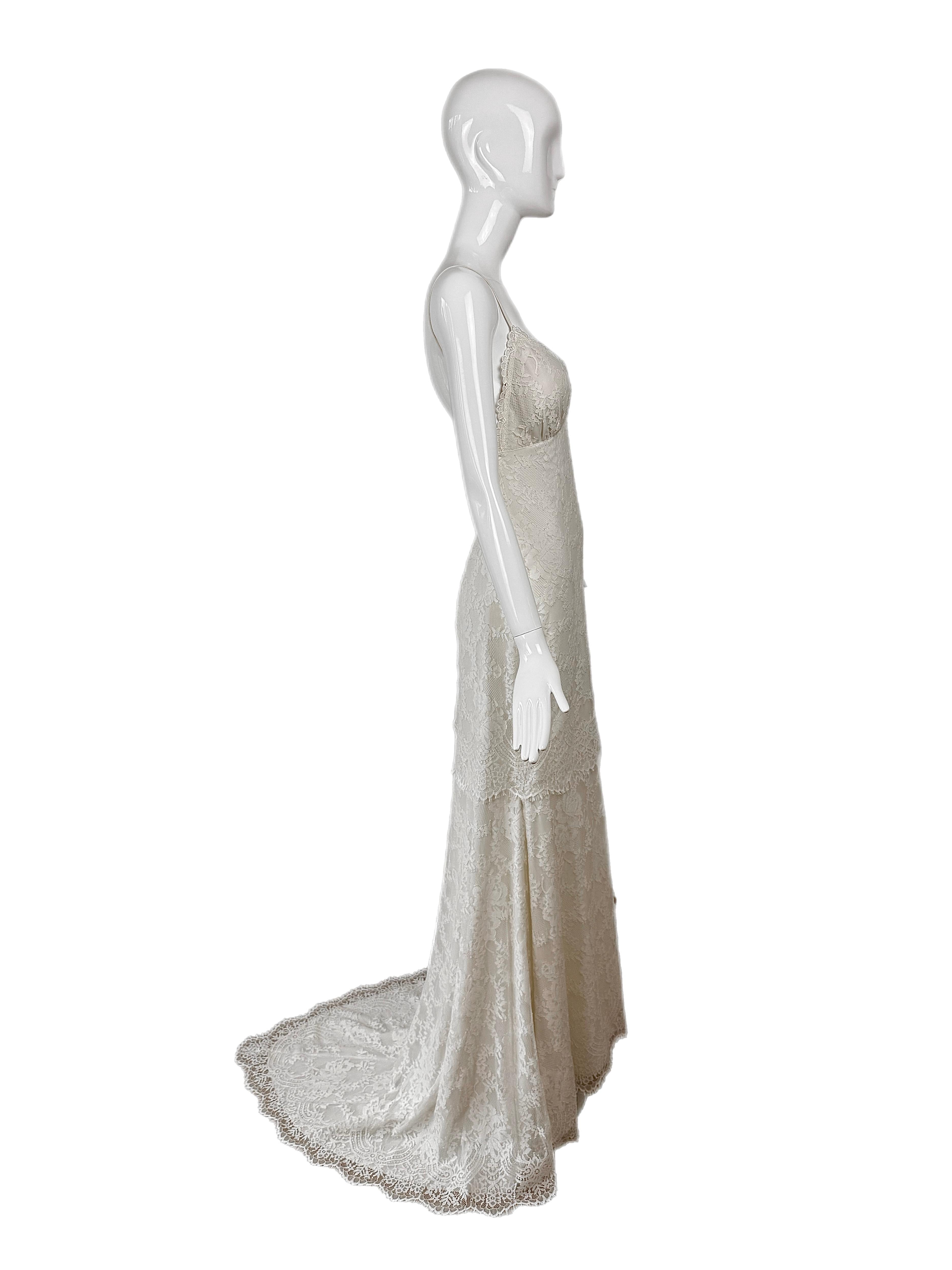 CLAIRE PETTIBONE 2017 Muestra Vestido de novia de encaje marfil Vestido de novia sin espalda en venta 1