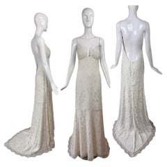 CLAIRE PETTIBONE 2017 Muster Elfenbeinfarbenes Spitzen Brautkleid/Hochzeitskleid rückenfrei