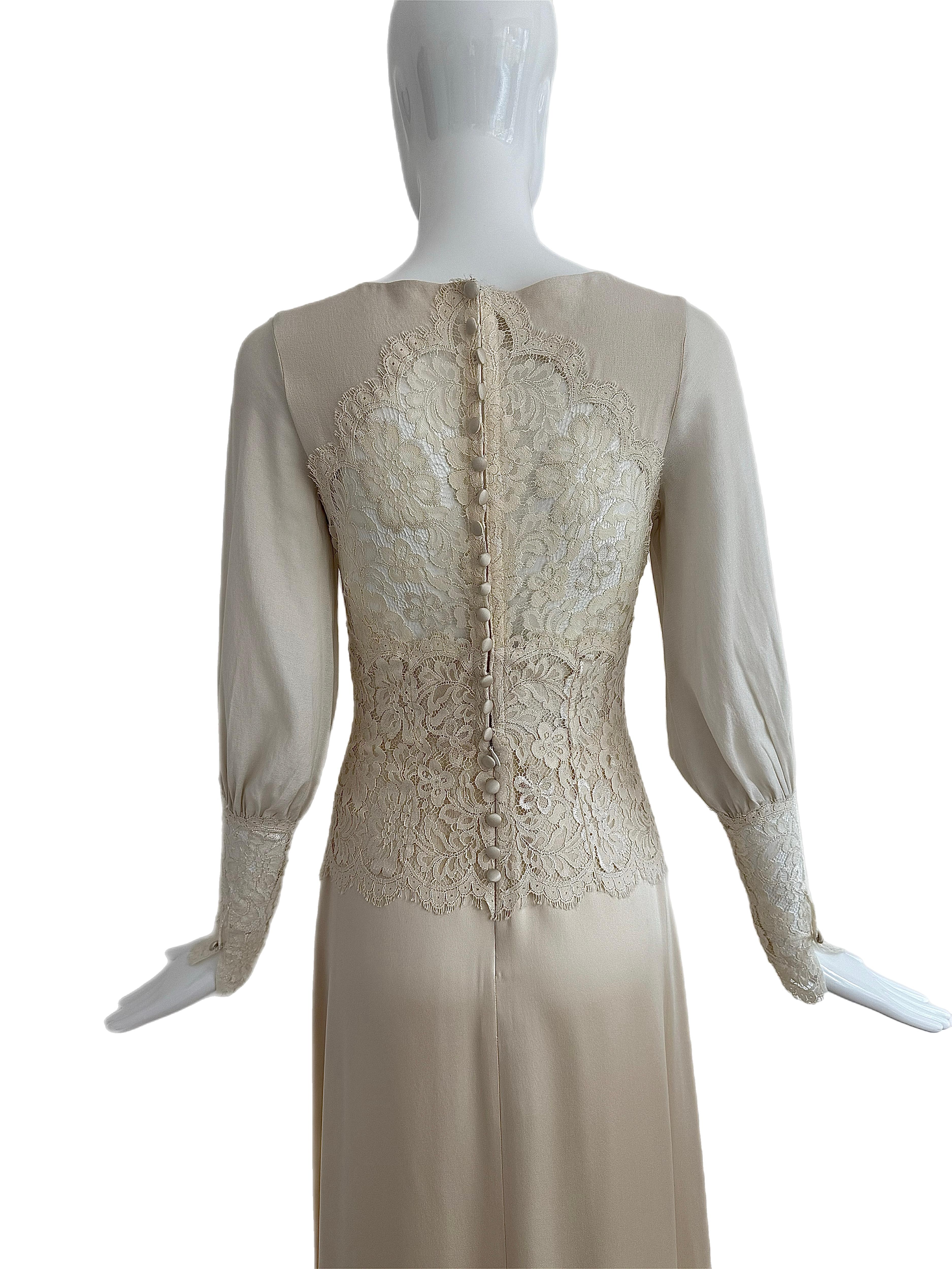 CLAIRE PETTIBONE Vestido de novia eduardiano de muestra Seda y encaje en venta 5