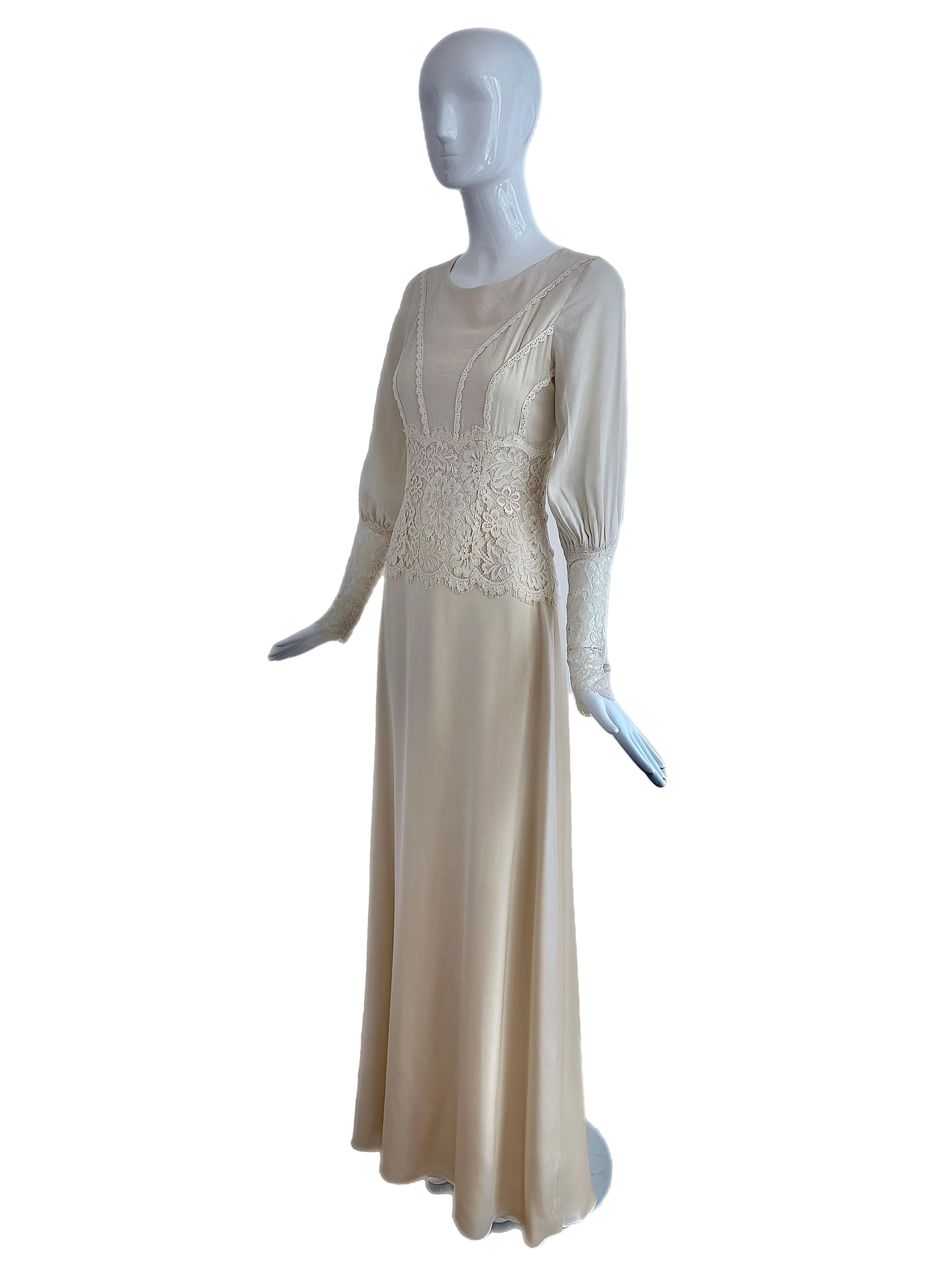 CLAIRE PETTIBONE Vestido de novia eduardiano de muestra Seda y encaje en Nuevo estado para la venta en Leonardo, NJ