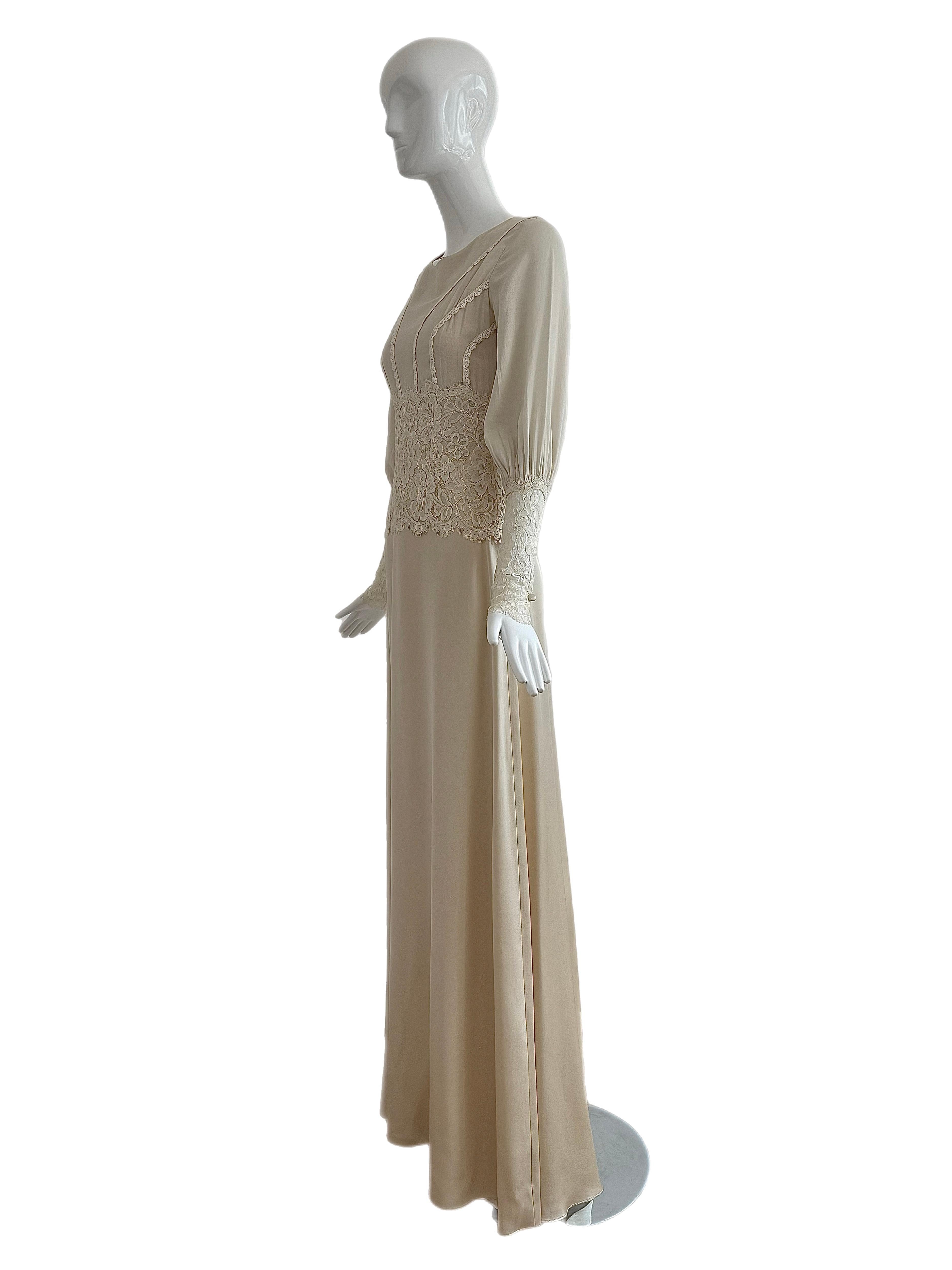 CLAIRE PETTIBONE Vestido de novia eduardiano de muestra Seda y encaje en venta 1