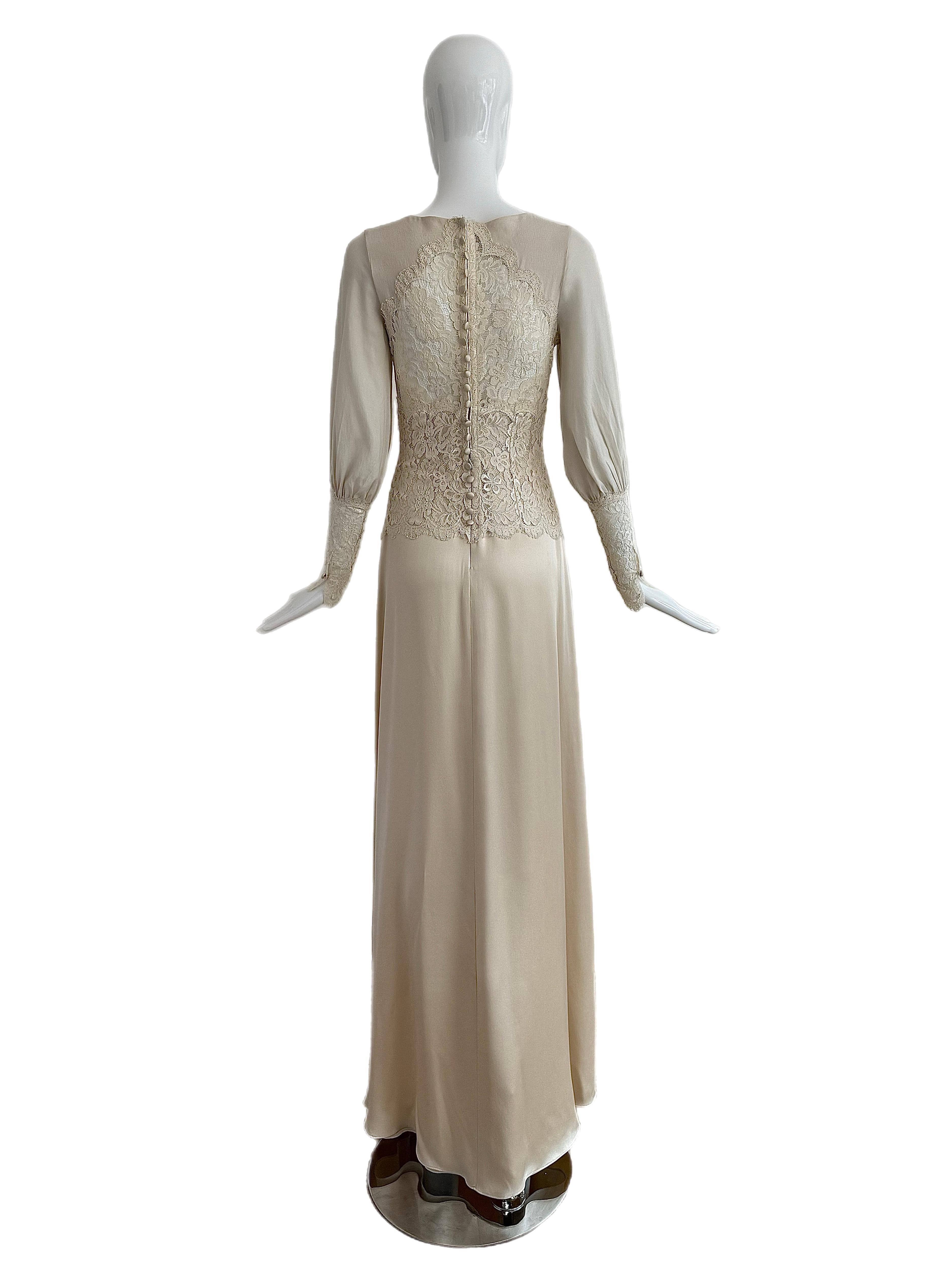 CLAIRE PETTIBONE Vestido de novia eduardiano de muestra Seda y encaje en venta 2