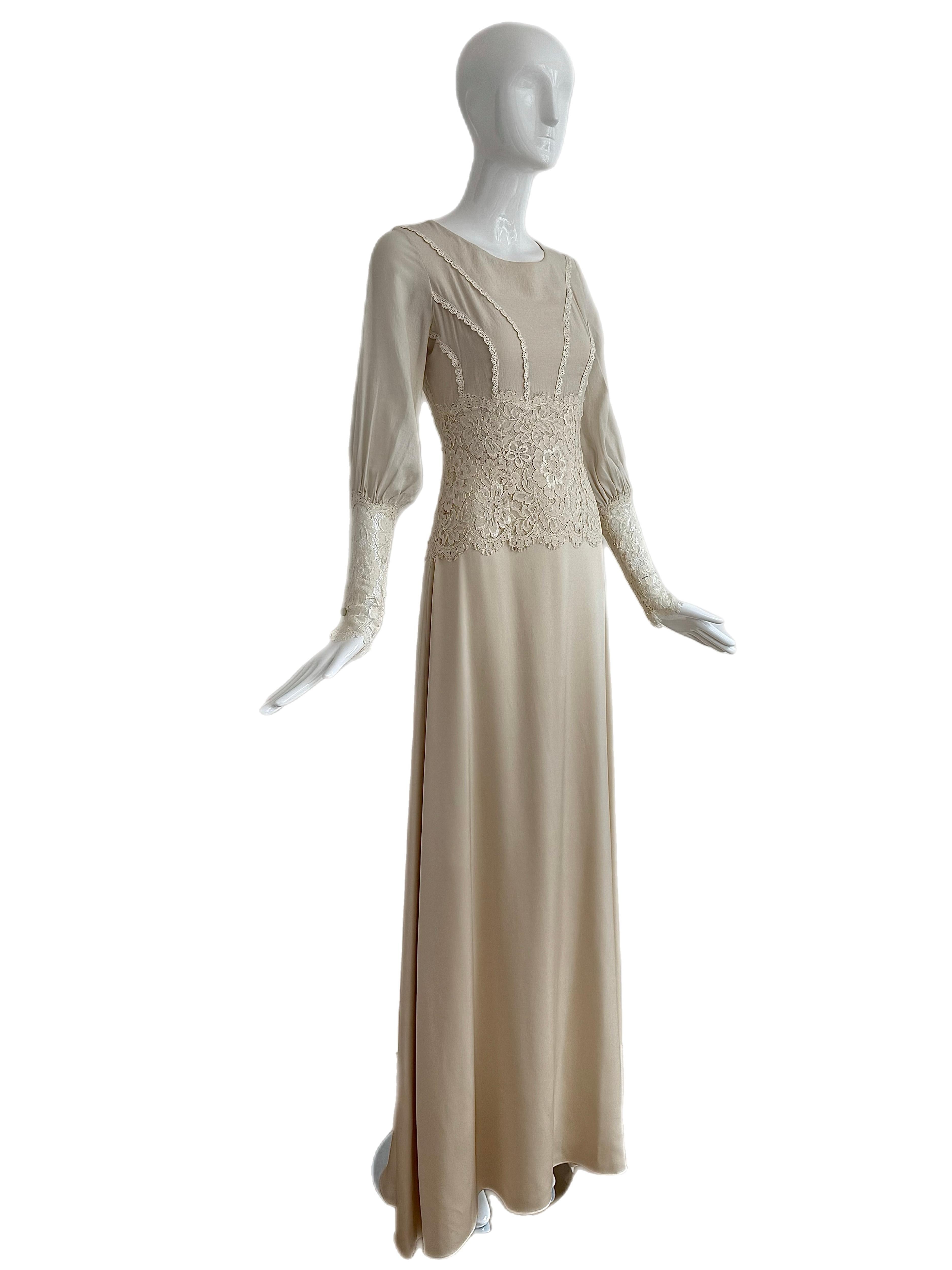 CLAIRE PETTIBONE Vestido de novia eduardiano de muestra Seda y encaje en venta 4