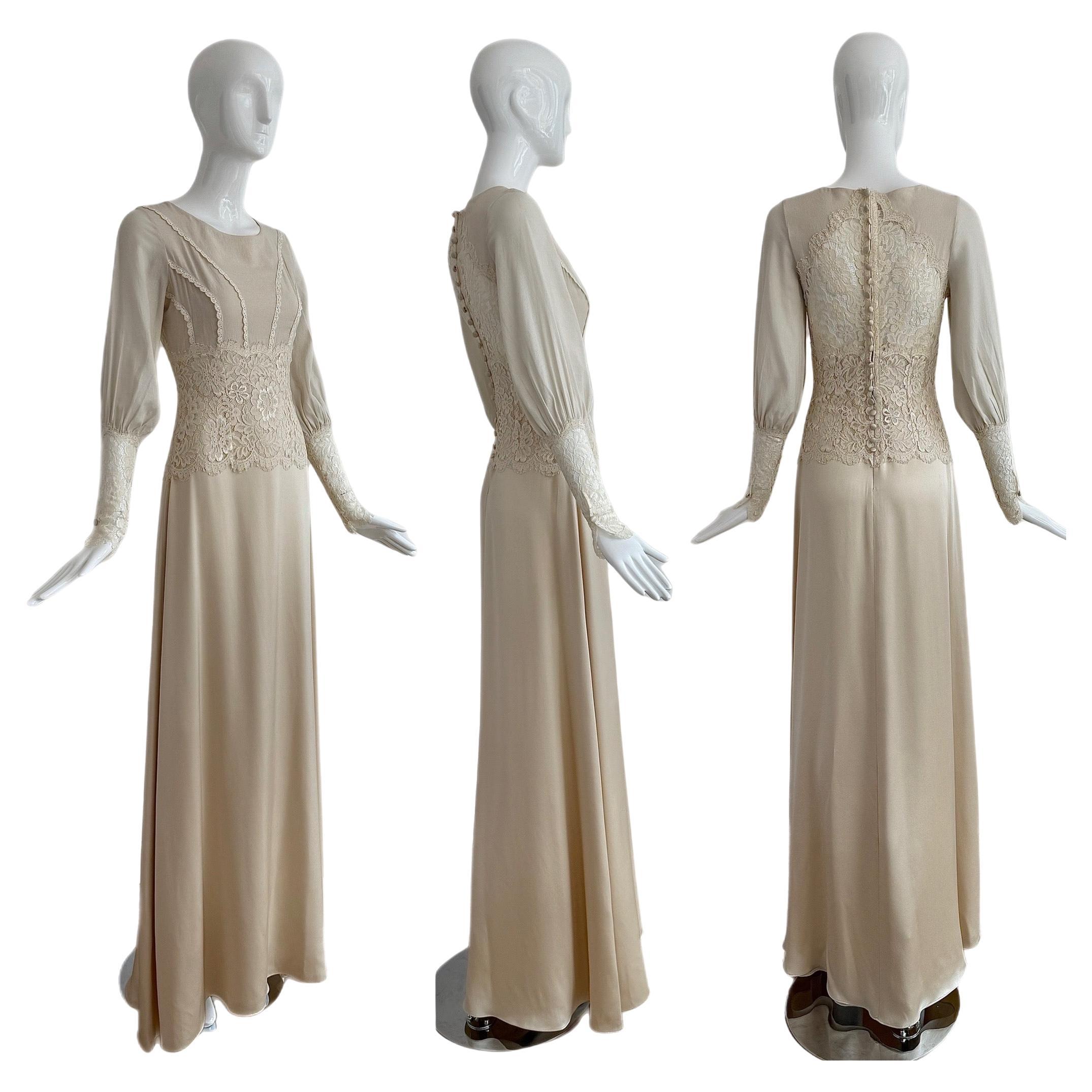 CLAIRE PETTIBONE Vestido de novia eduardiano de muestra Seda y encaje en venta
