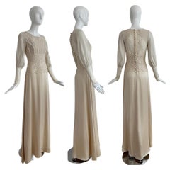CLAIRE PETTIBONE Campione di abito da sposa edoardiano in seta e pizzo