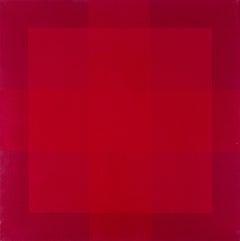 Red abstract acrylic on canvas work by mid 20th Century Claire Pichaud