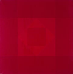 Red contemporary oil painting by French artist Claire Pichaud