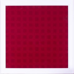 Red squares abstract by mid 20th Century French artist Claire Pichaud
