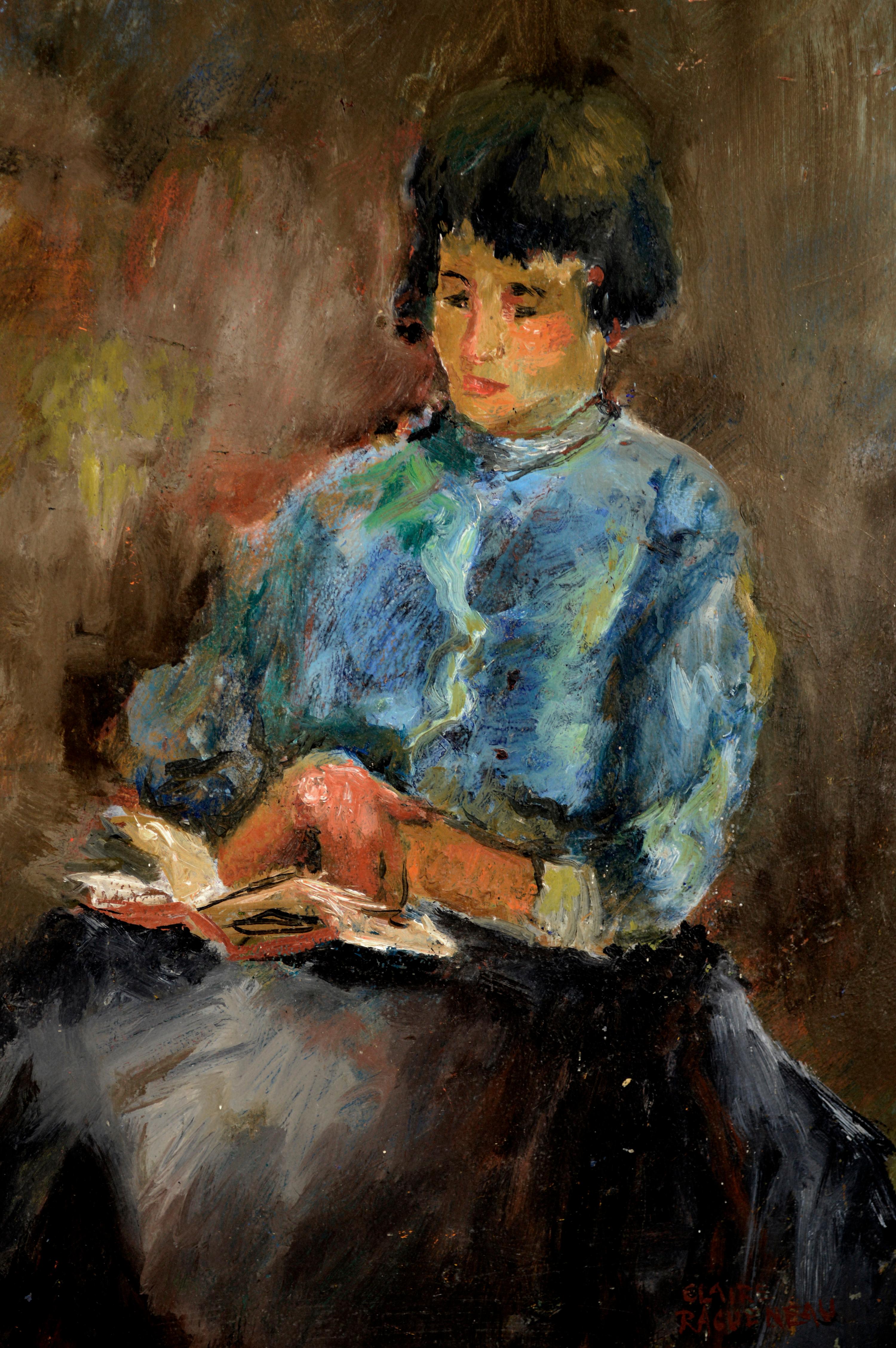 Frau, die nach Henri Matisse liest von Claire Ragueneau im Angebot 2