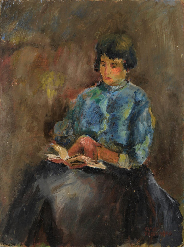 Woman reading after Henri Matisse by Claire Ragueneau
Impressionist seated woman reading a book after Henri Matisse by San Francisco artist Claire Ragueneau (American, 1901-1971).
Claire exhibited at Local Banks and galleries in the Palo Alto and