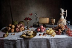 Table Still Life No. 1015 - Feast of pears, lemons, grapes, cherries & cheese