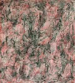'Fair Enough', an expressionistic gestural abstraction in pinks and grays 