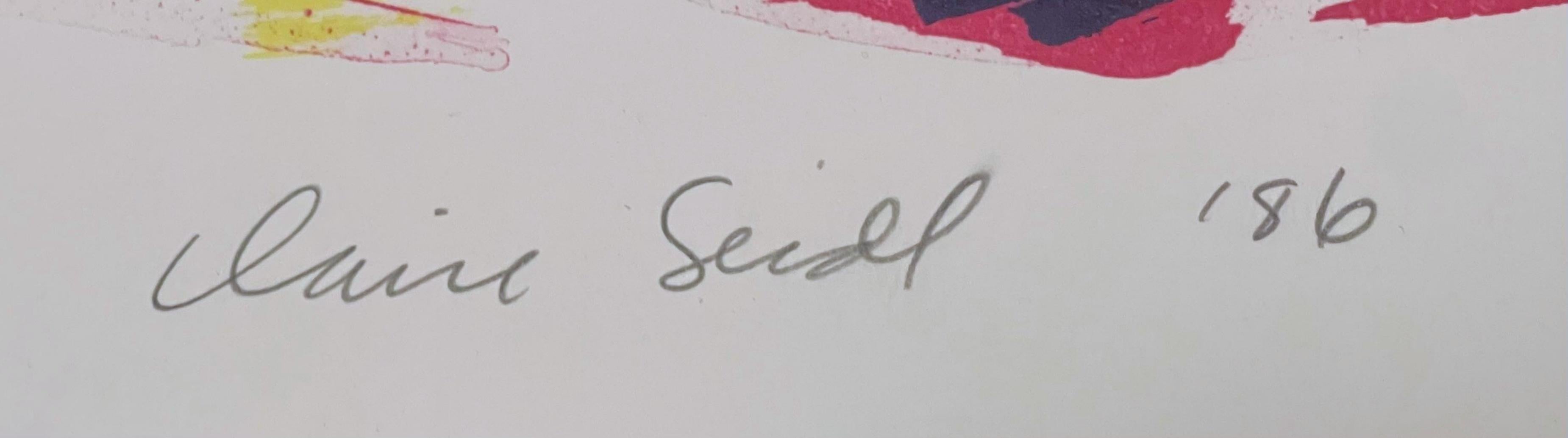Description sans place, lithographie expressionniste abstraite et sérigraphie signée - Abstrait Print par Claire Seidl