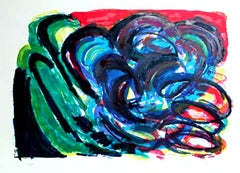 Descripción Sin Lugar, litografía expresionista abstracta + serigrafía firmada