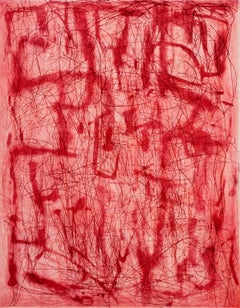 Claire Seidl - Rose Colored (Line), abstract etching, aquatint print, layered warm, cool reds. Rose Colored (Line), abstract etching, aquatint print, layered warm, cool reds.