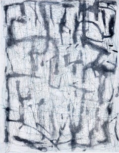 "Unsung", abstract etching, aquatint print, Paynes gray, blue black.