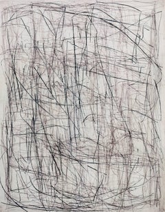 What Is Was (Van Dyke Silver), abstract linear etching print, layered black, grey