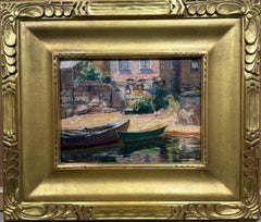 Claire Shuttleworth, Oil Painting “Harbor Scene, Rockport” Cape Ann Coastal View
