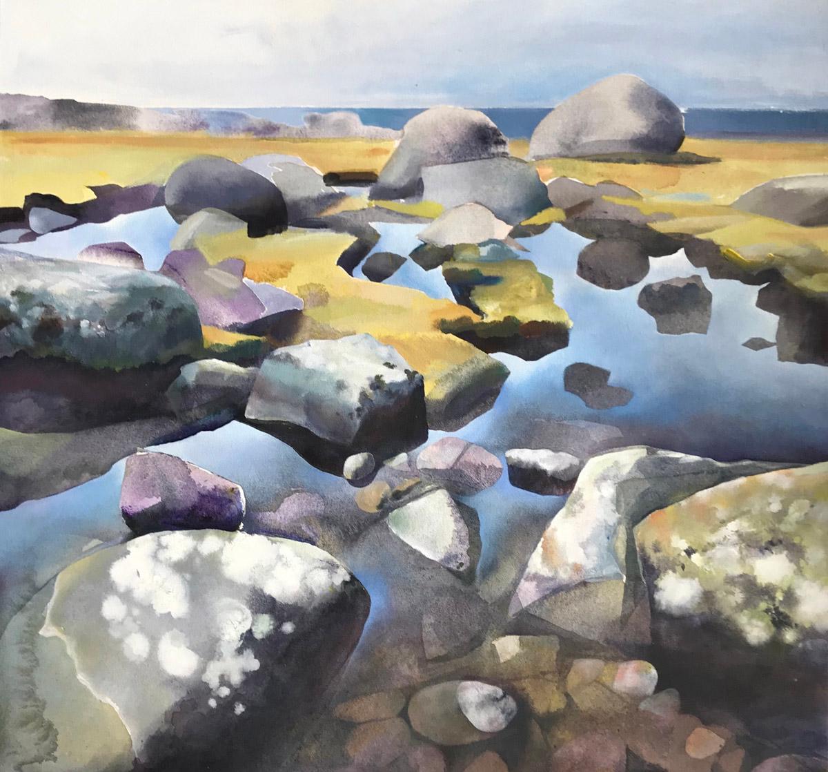 Claire Smith Landscape Painting - Elements - Norwegian Rockpool / Seascape, Acrylic on Canvas