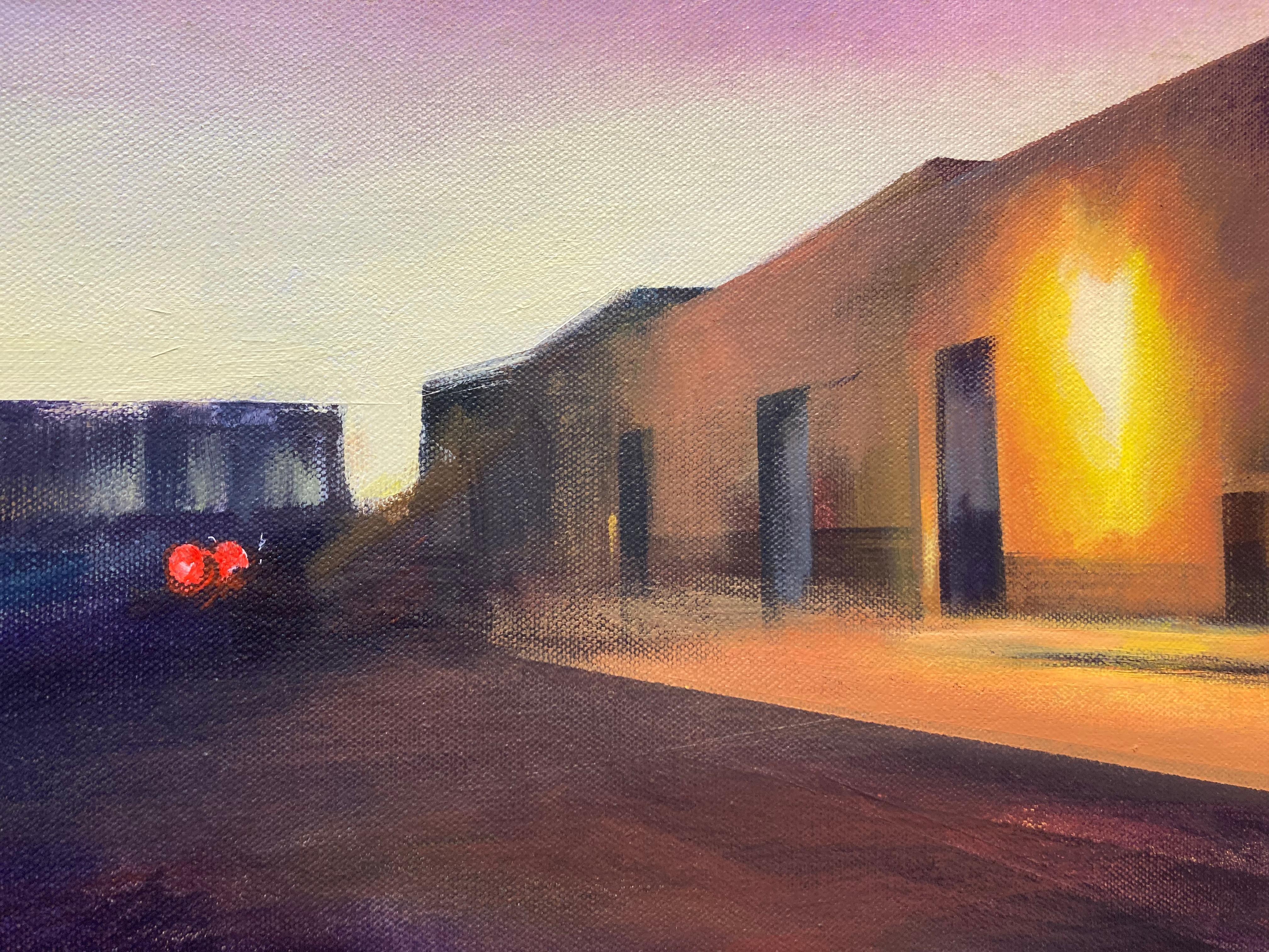 Sunset, San Francisco I – farbige urbane Landschaft, Acryl auf Leinwand (Zeitgenössisch), Painting, von Claire Smith