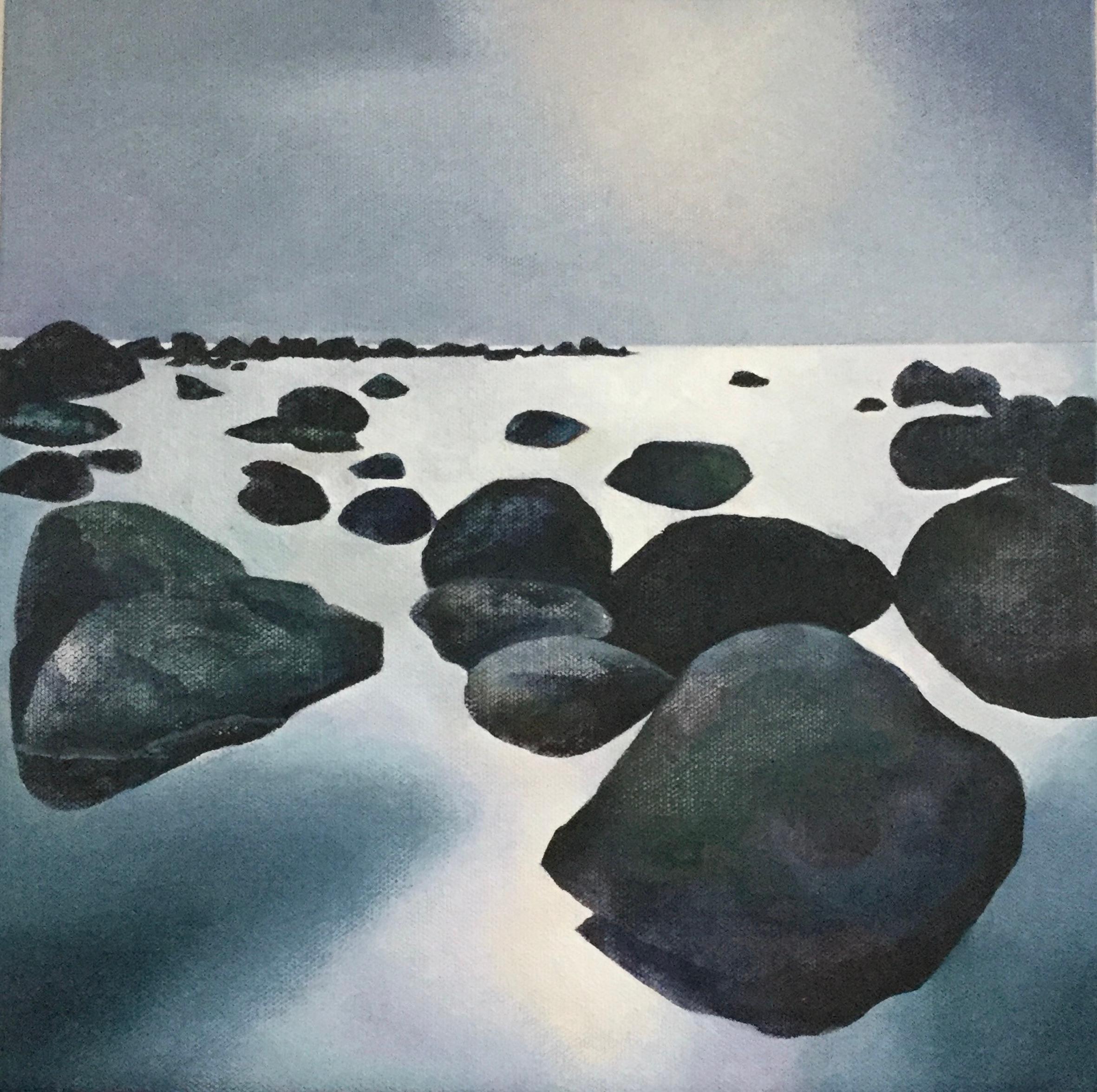 The Space Between III - Acrylic, Seascape, Coastal, Nordic, landscape  - Painting by Claire Smith