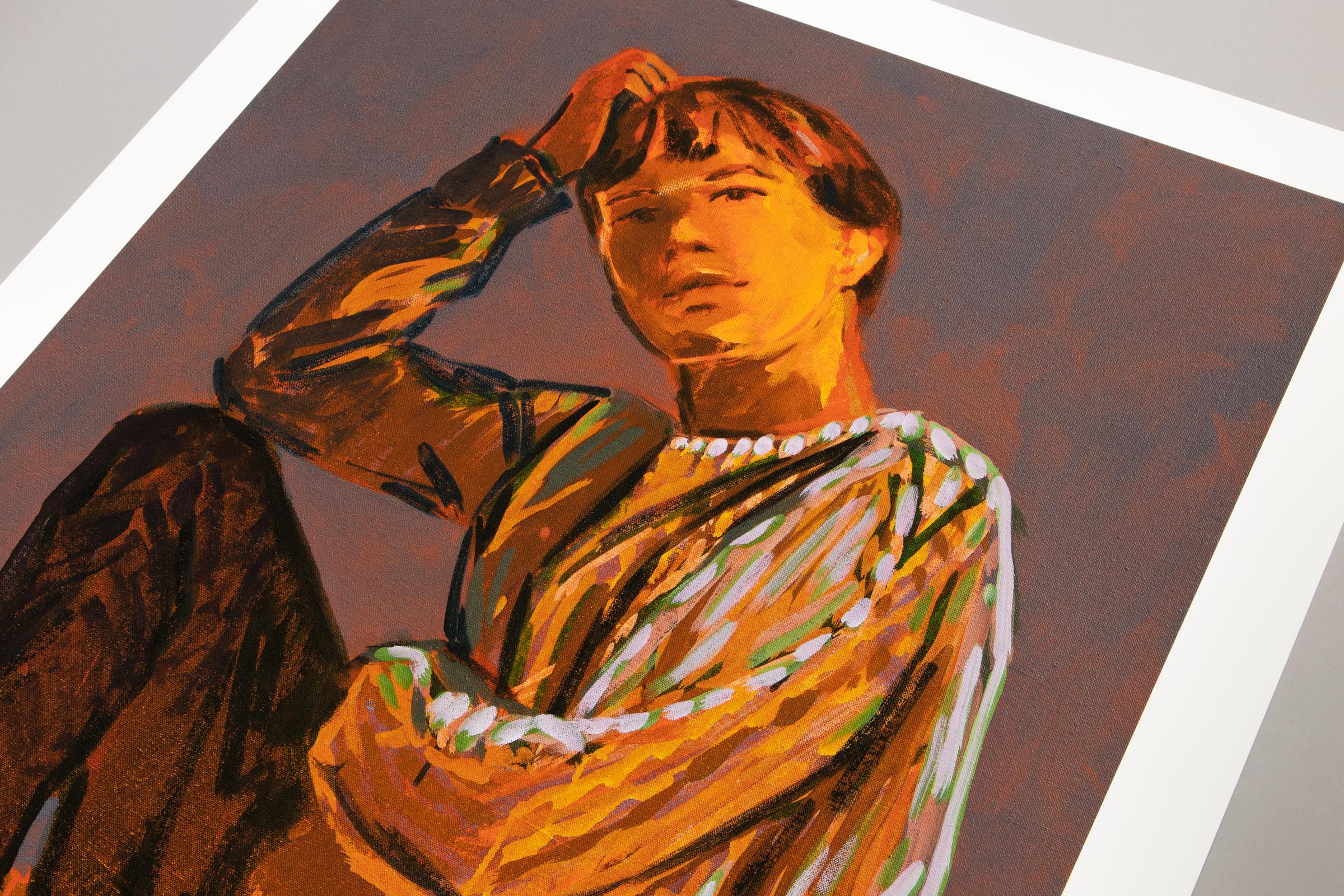 Claire Tabouret, Self-Portrait (Blu) - Stampa firmata, Arte contemporanea francese in vendita 2