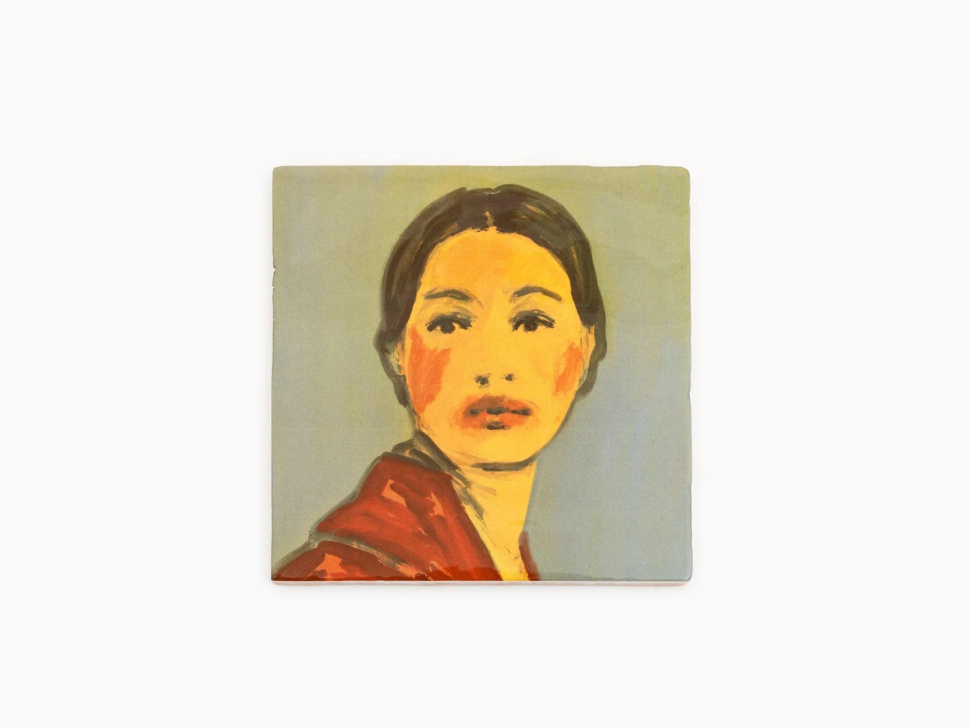 Makeup (red coat) By Claire Tabouret