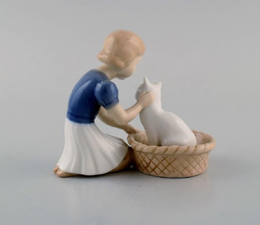 Danish Claire Weiss for Bing & Grøndahl, Porcelain Figure, Girl with Cat