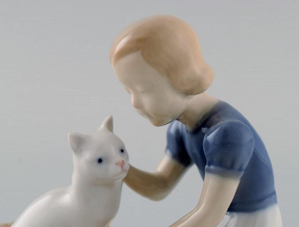 20th Century Claire Weiss for Bing & Grøndahl, Porcelain Figure, Girl with Cat