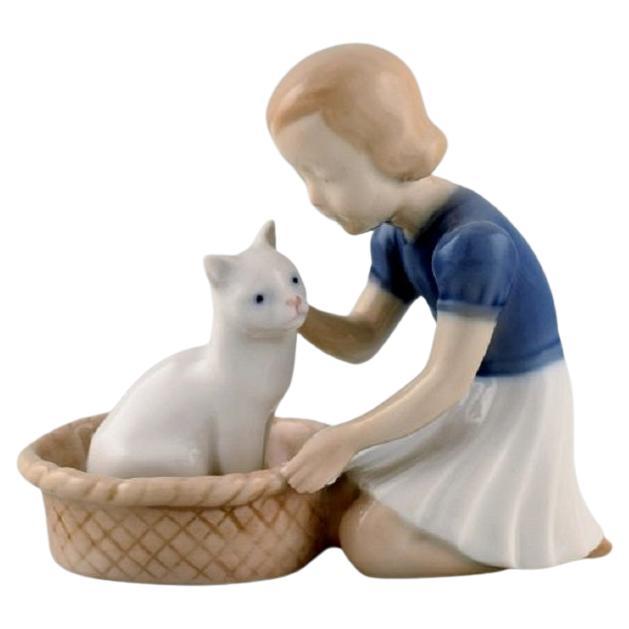 Claire Weiss for Bing & Grøndahl, Porcelain Figure, Girl with Cat