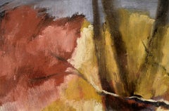 "Nocturno de otoño" - Paisaje forestal abstracto al óleo sobre tabla de artista