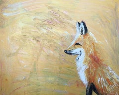 Golden Fox Oil Paint on Canvas Original, Signed, Childrens Illustrator 