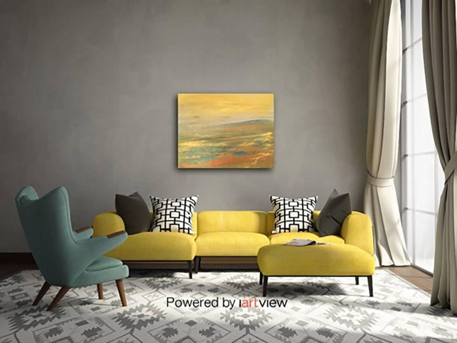 Golden Land Original Acrylic Paint On Board Landscape Gold Yellow Signed