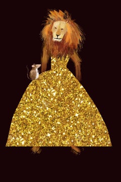Mr Gold Dress limited edition print lion in gold dress limited edition print