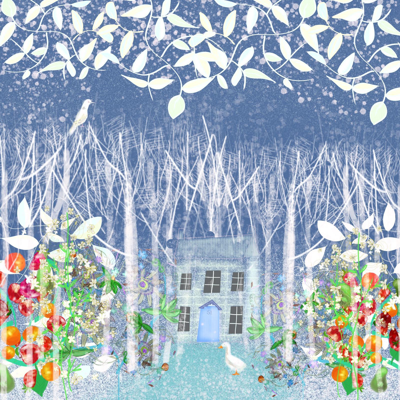 Snow House limited edition print xmas ideas stars dark blue sky signed  - Art by Claire Westwood