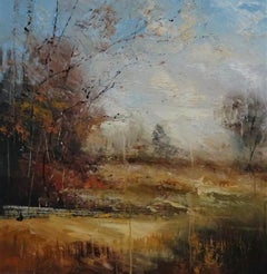 Beyond the Trees, Original Landscape Painting, Impressionist Forest Artwork