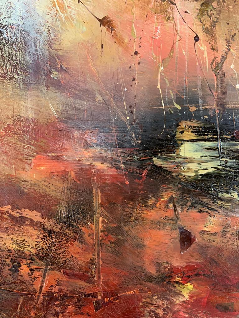 Claire Wiltsher, Autumn Mist, Abstract Landscape, Expressionist Style Painting For Sale 2