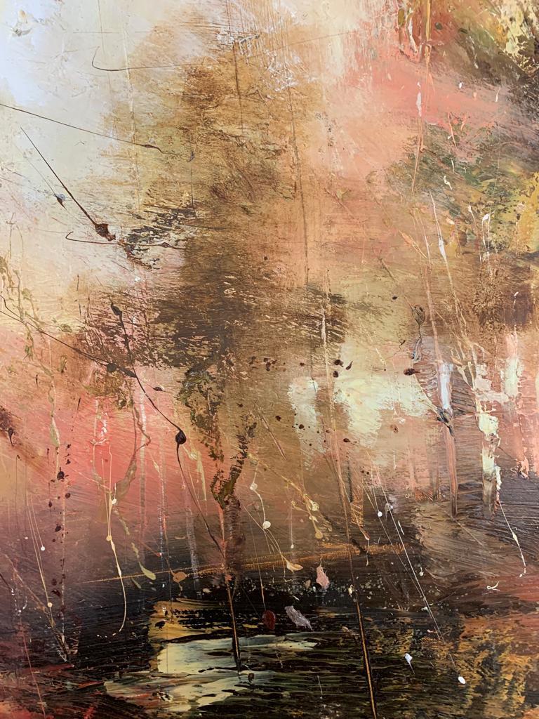 Claire Wiltsher, Autumn Mist, Abstract Landscape, Expressionist Style Painting For Sale 3