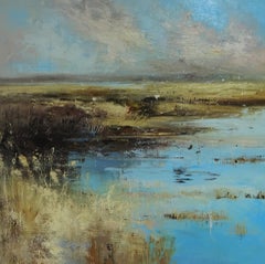 Claire Wiltsher, Marshland Against the Elements, Original-Landschaftsgemälde