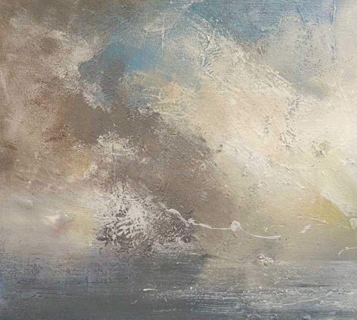 Cloud Watching - Figurative britische Landschaft / Ölgemälde auf Leinwand (Zeitgenössisch), Painting, von Claire Wiltsher