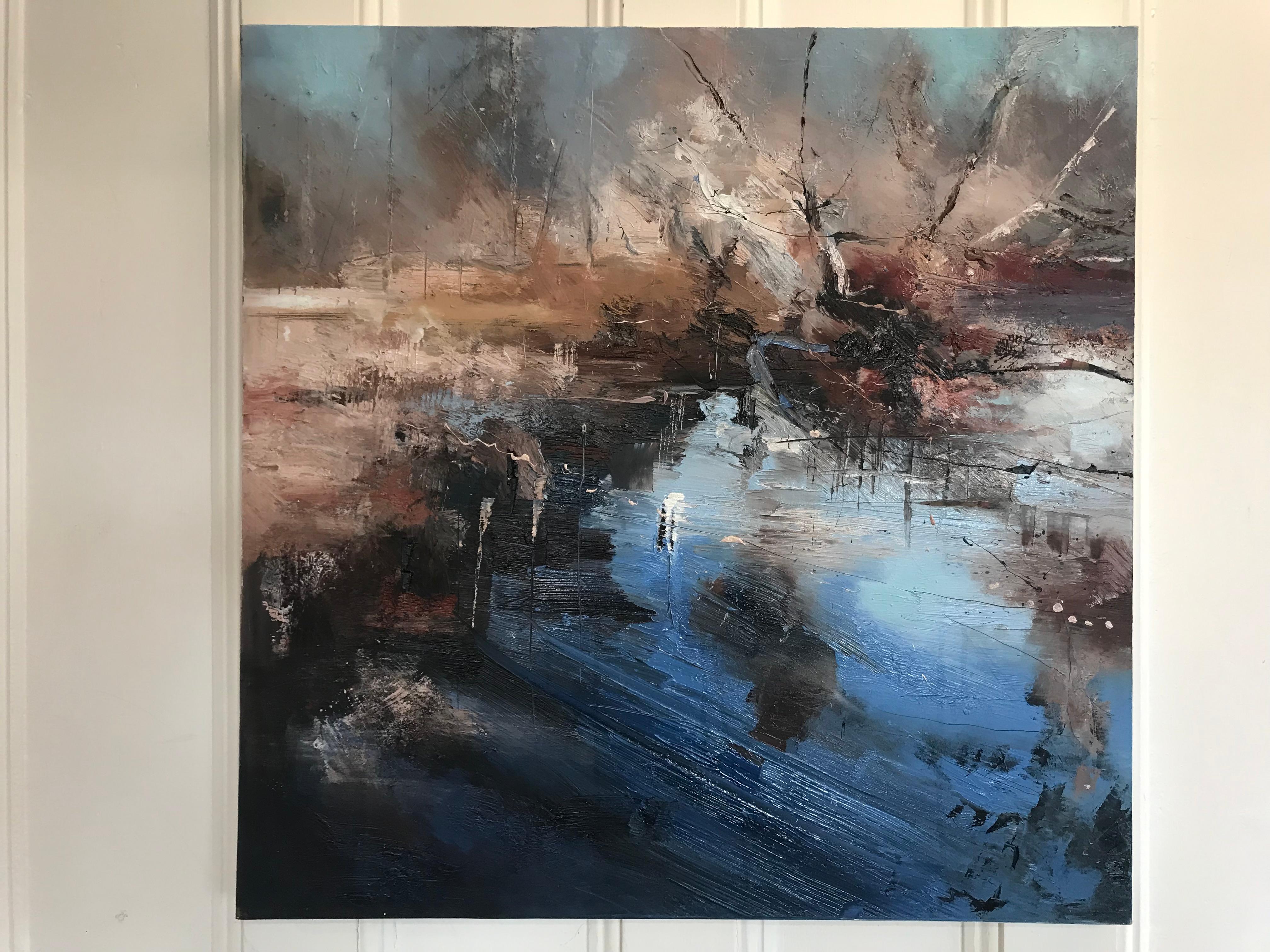 Verschluss, Original abstraktes Gemälde, Öl und Mischtechnik – Painting von Claire Wiltsher