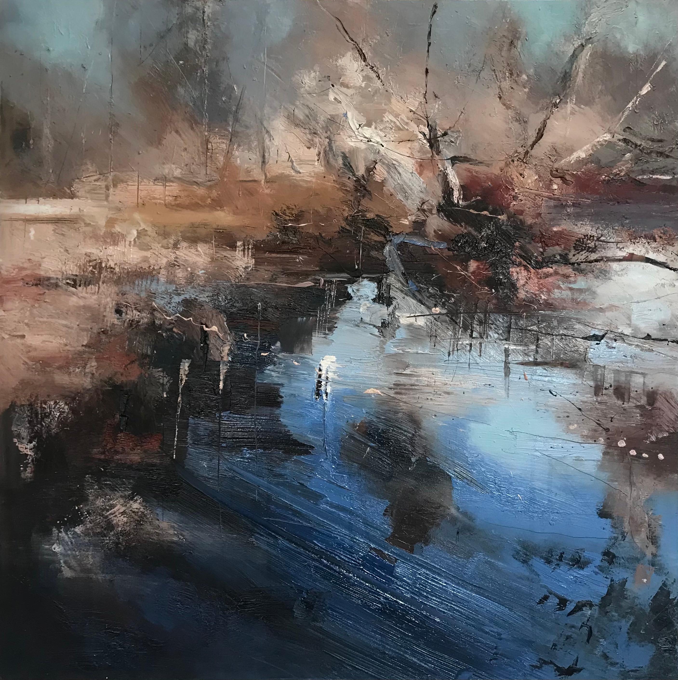 Claire Wiltsher Abstract Painting – Verschluss, Original abstraktes Gemälde, Öl und Mischtechnik