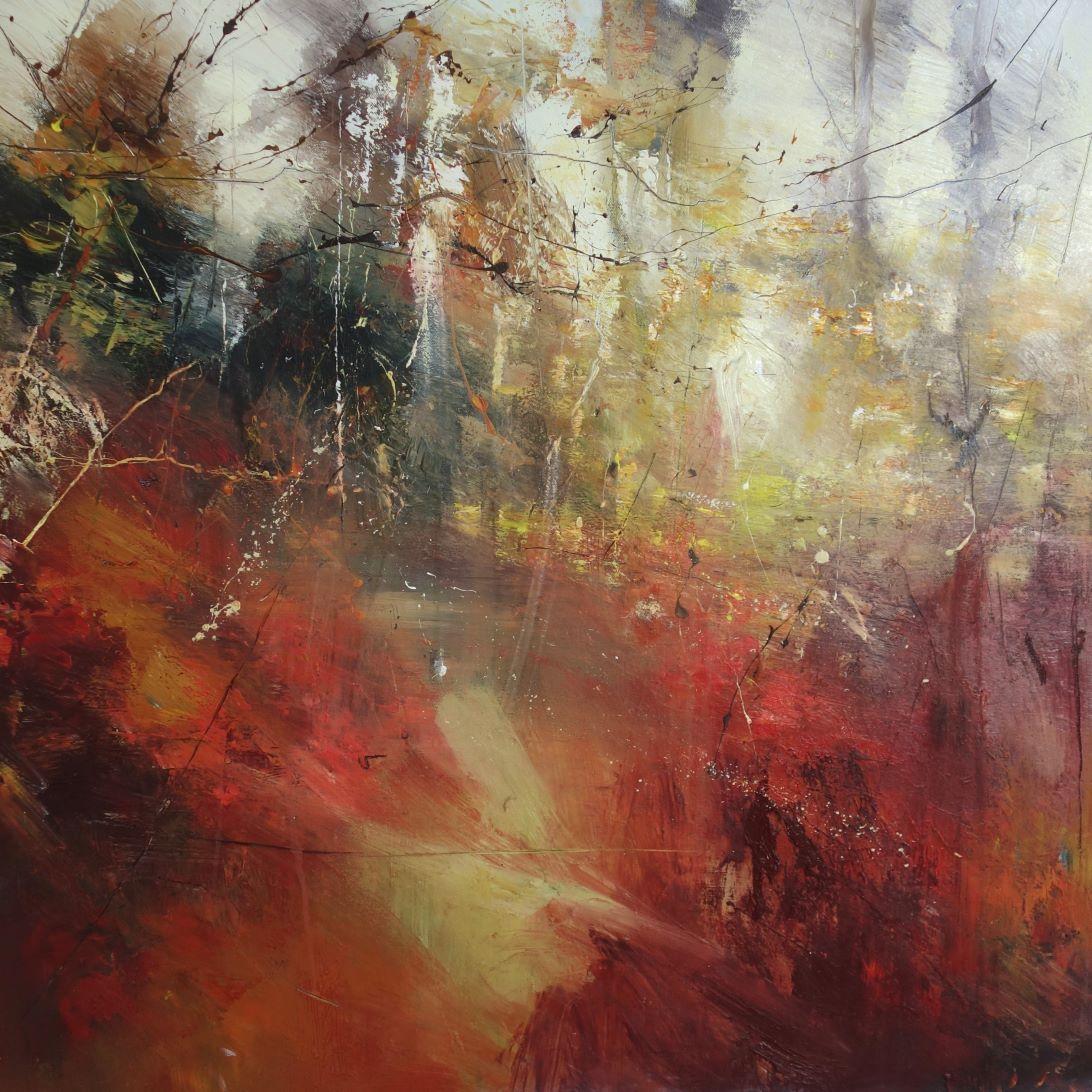Landscape Painting de Claire Wiltsher - Primera Luz - Paisaje Figurativo Británico / Pintura al Óleo sobre Lienzo