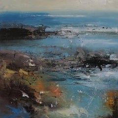 High Tide II - peinture à l'huile abstraite contemporaine de paysage abstrait