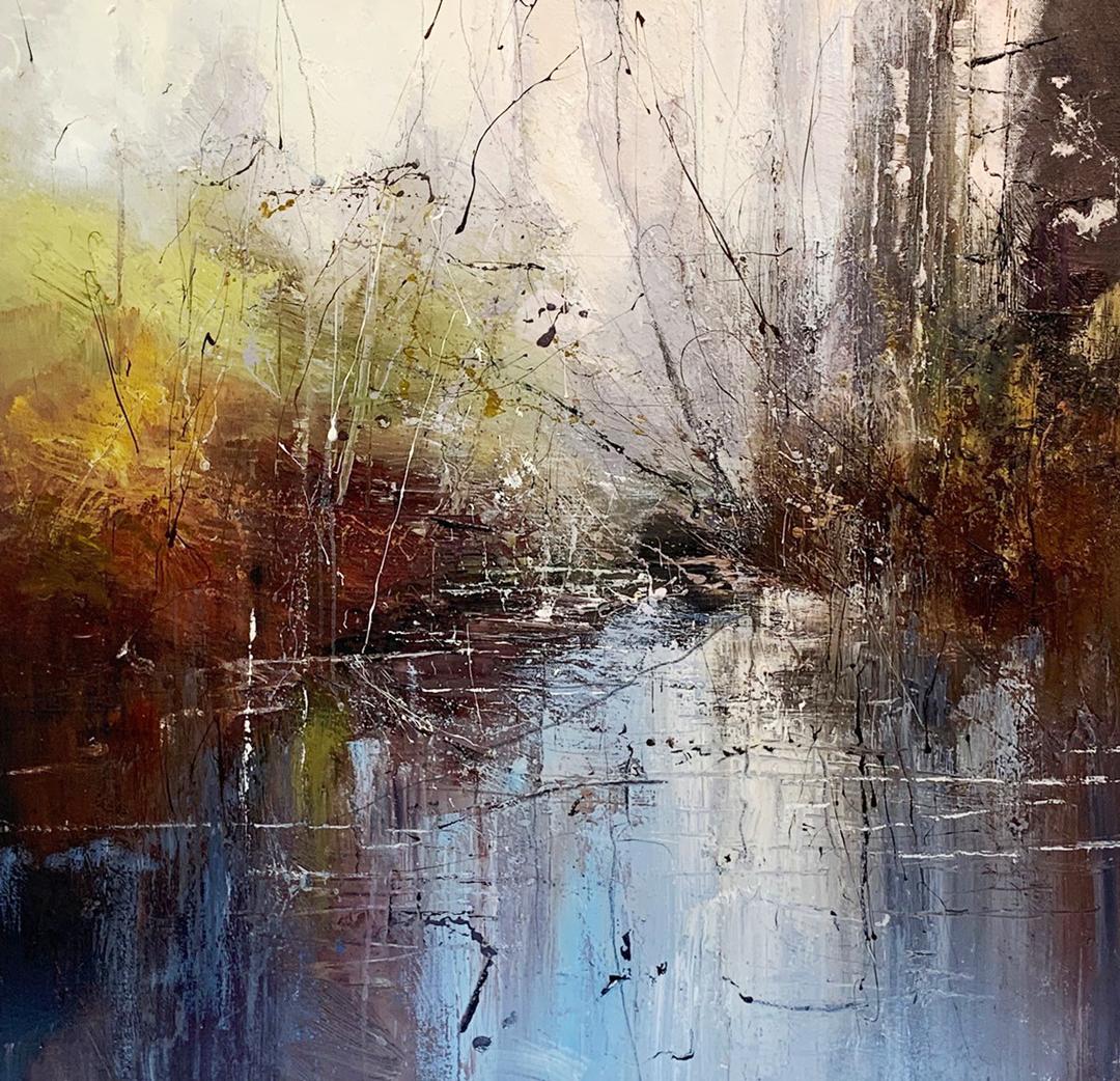 Claire Wiltsher Landscape Painting - Internal Forest IV - contemporary expressive abstract forest landscape 